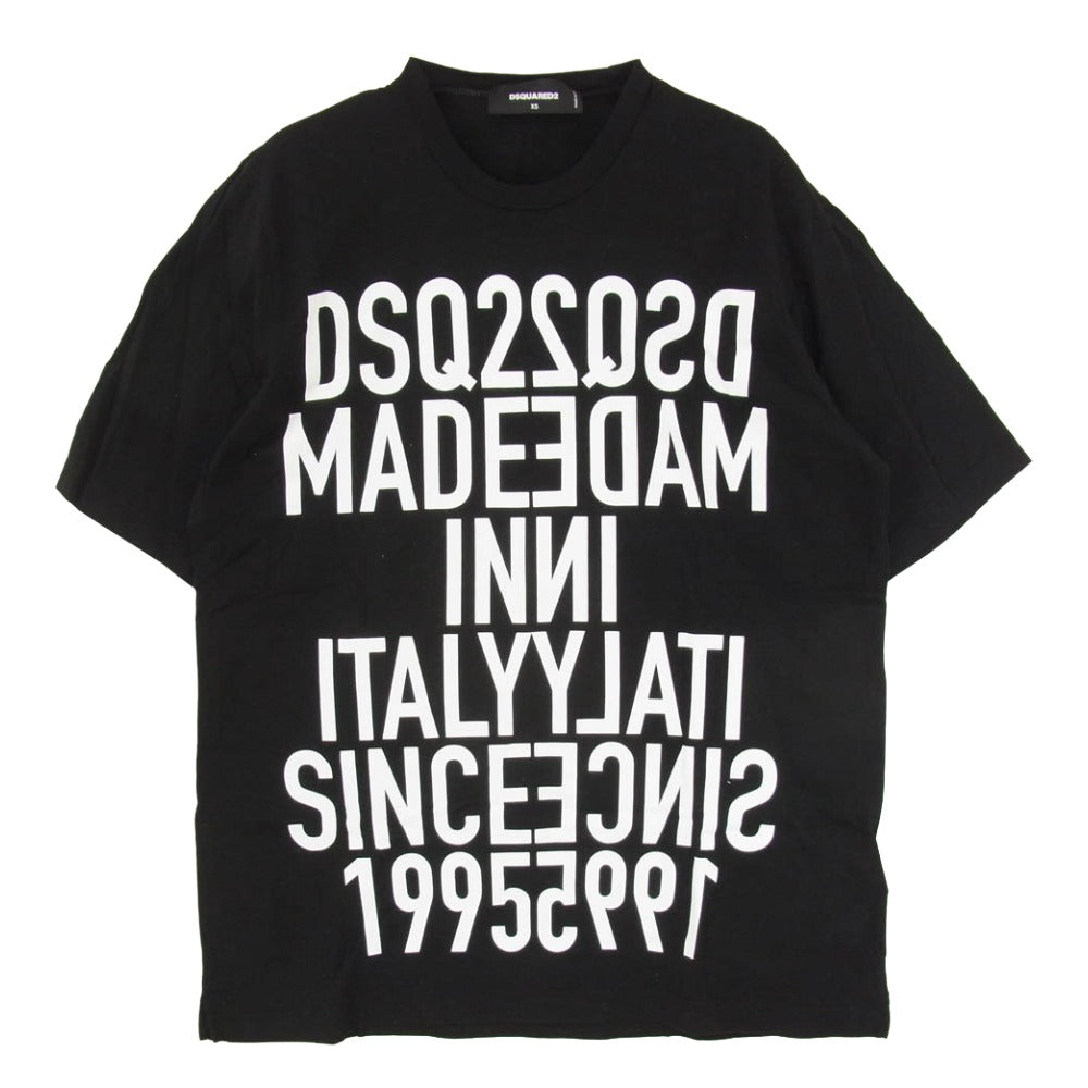 DSQUARED2 ディースクエアード 21SS S74GD0818 S22427 ミラーロゴ プリント Tシャツ 半袖 カットソー ブラック系 XS【中古】