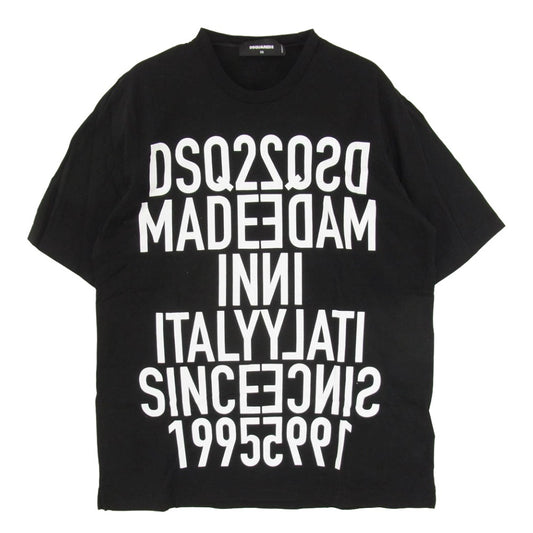 DSQUARED2 ディースクエアード 21SS S74GD0818 S22427 ミラーロゴ プリント Tシャツ 半袖 カットソー ブラック系 XS【中古】