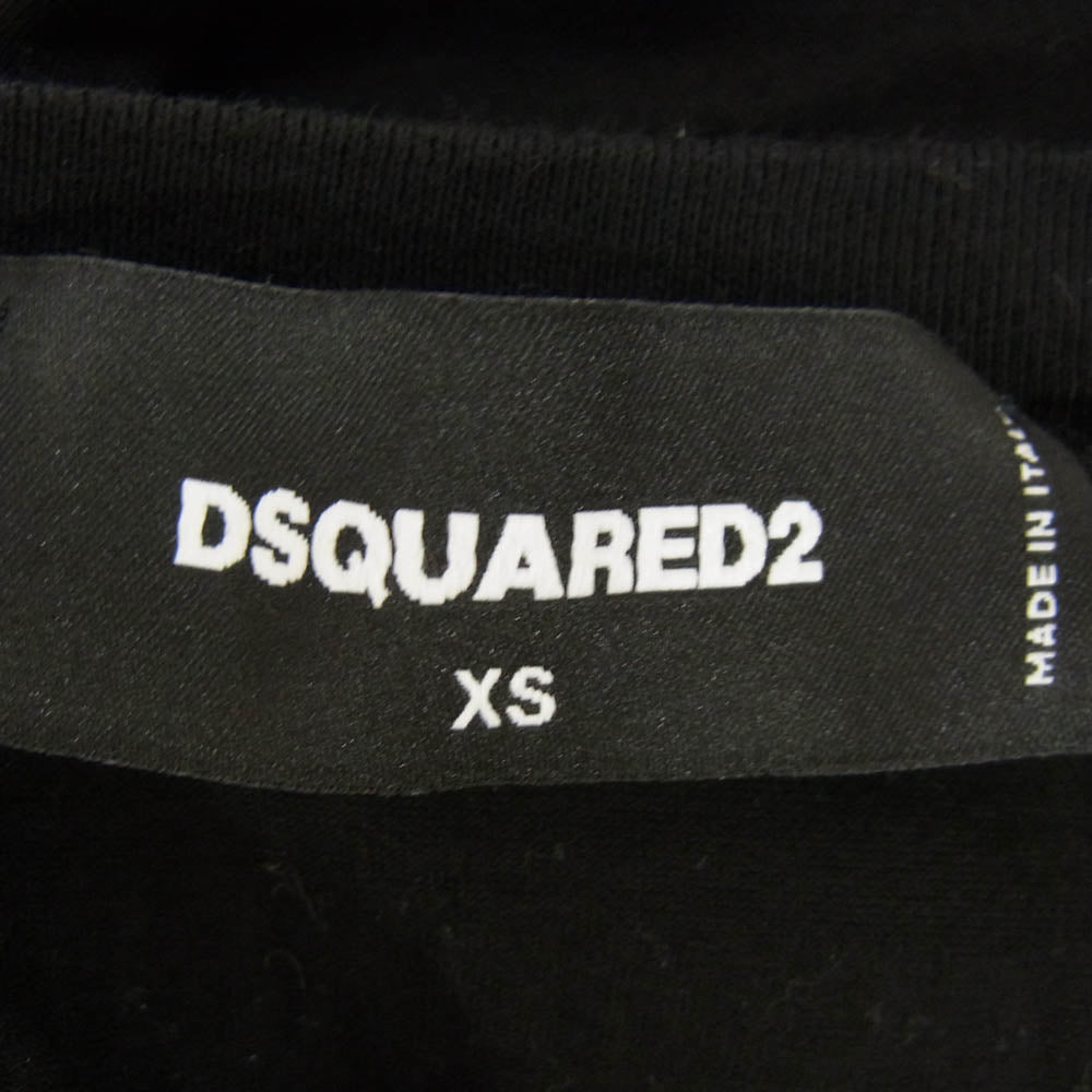 DSQUARED2 ディースクエアード 21SS S74GD0818 S22427 ミラーロゴ プリント Tシャツ 半袖 カットソー ブラック系 XS【中古】