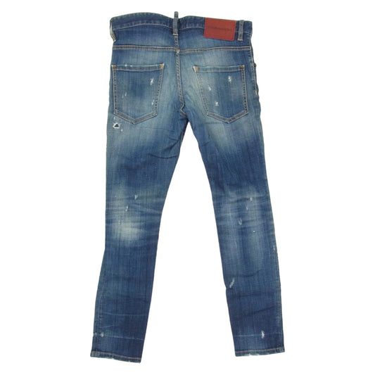 DSQUARED2 ディースクエアード 17AW S71LB0343 S30342 SKATER JEAN ダメージ加工 スキニー ストレッチ デニム パンツ インディゴブルー系 44【中古】