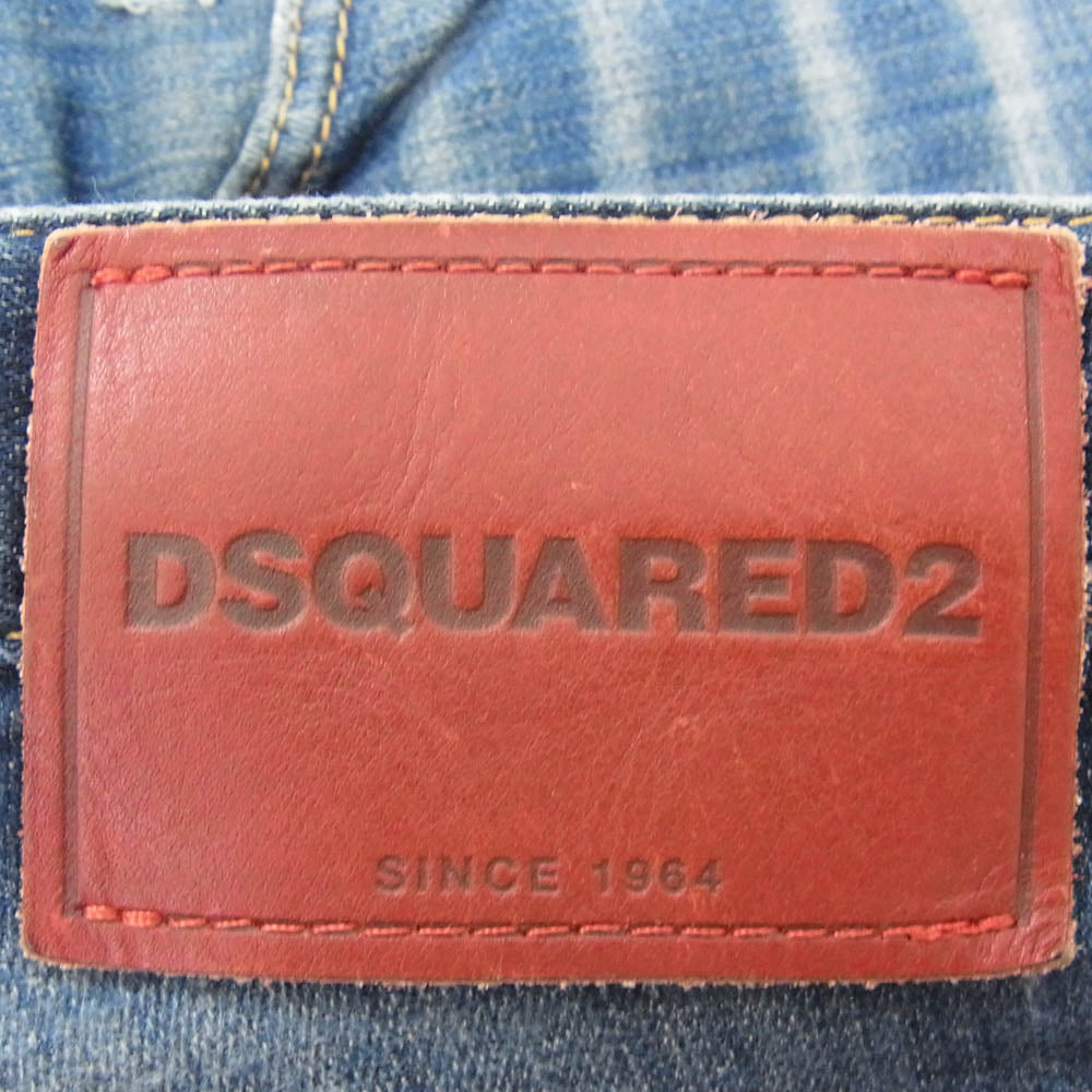 DSQUARED2 ディースクエアード 17AW S71LB0343 S30342 SKATER JEAN ダメージ加工 スキニー ストレッチ デニム パンツ インディゴブルー系 44【中古】
