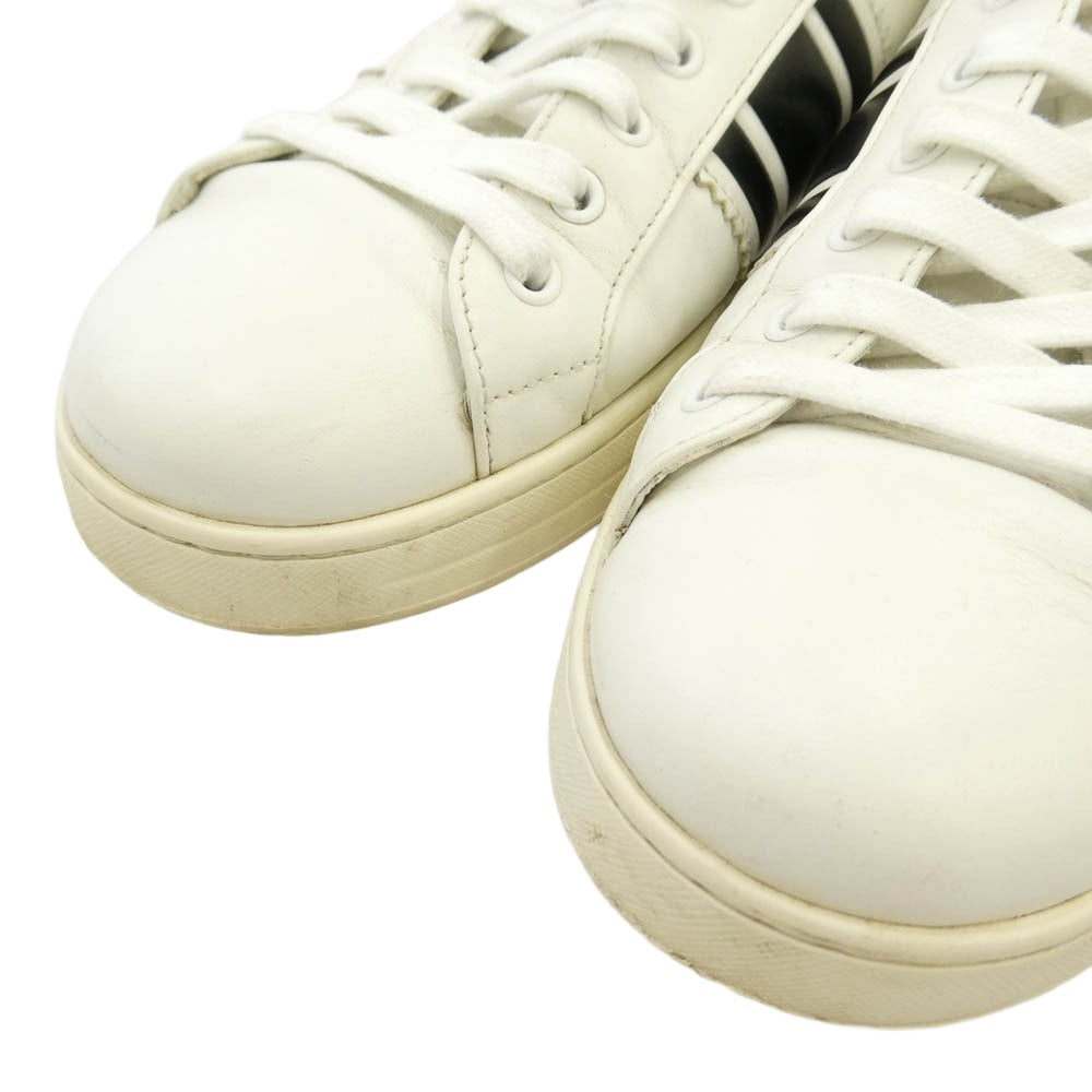 PRADA プラダ トライアングルロゴ レザー ローカット スニーカー ホワイト系 7【中古】