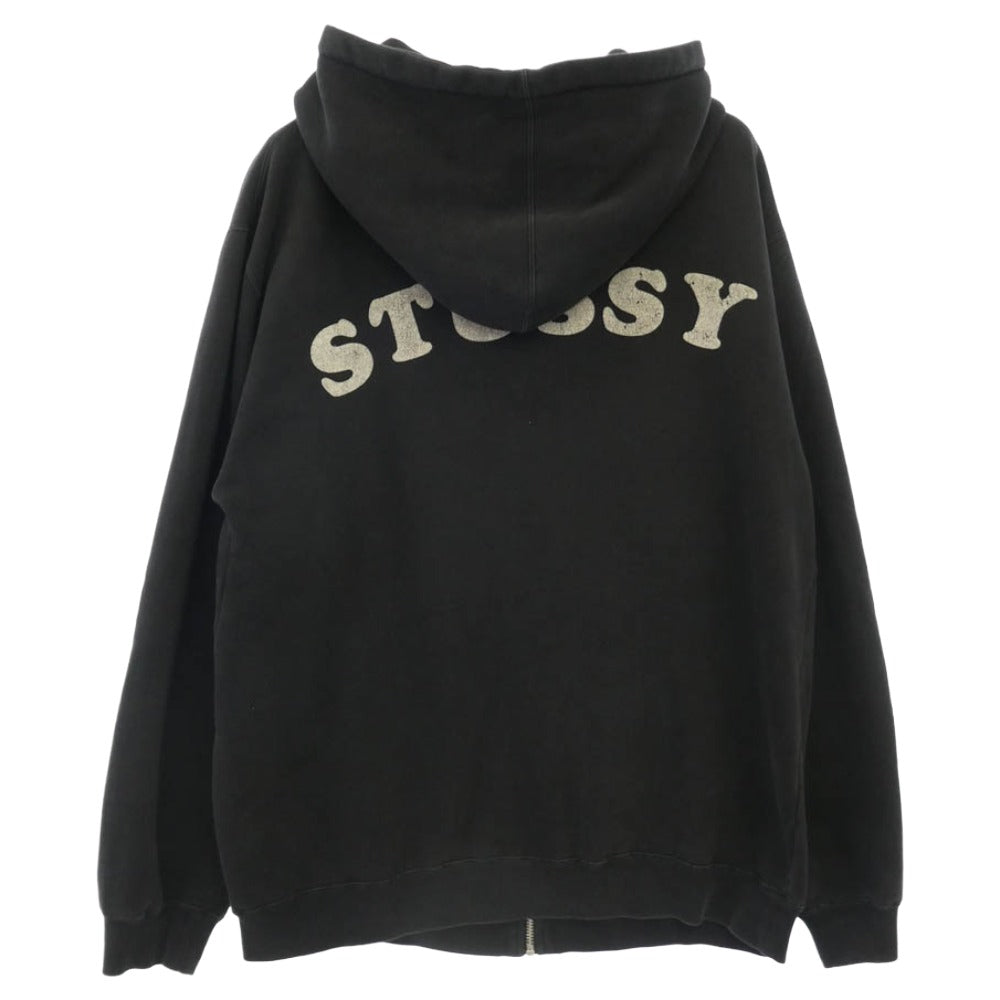 STUSSY ステューシー 80 ナンバリング バックアーチロゴ ジップアップ フーディー パーカー ブラック系 M【中古】