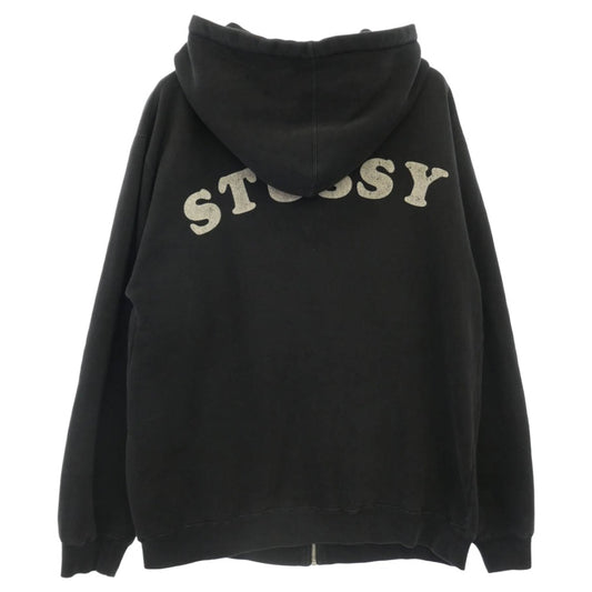 STUSSY ステューシー 80 ナンバリング バックアーチロゴ ジップアップ フーディー パーカー ブラック系 M【中古】