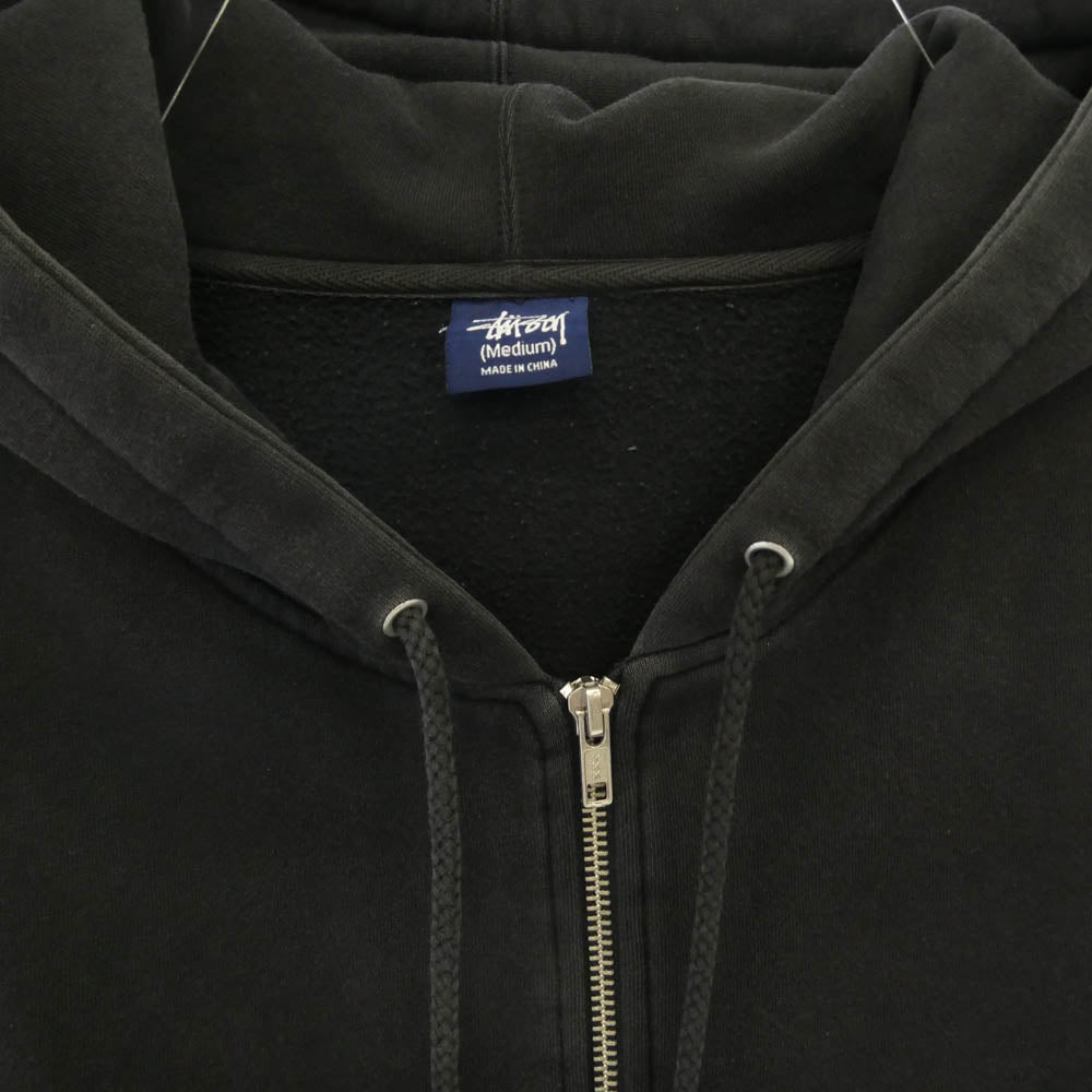 STUSSY ステューシー 80 ナンバリング バックアーチロゴ ジップアップ フーディー パーカー ブラック系 M【中古】