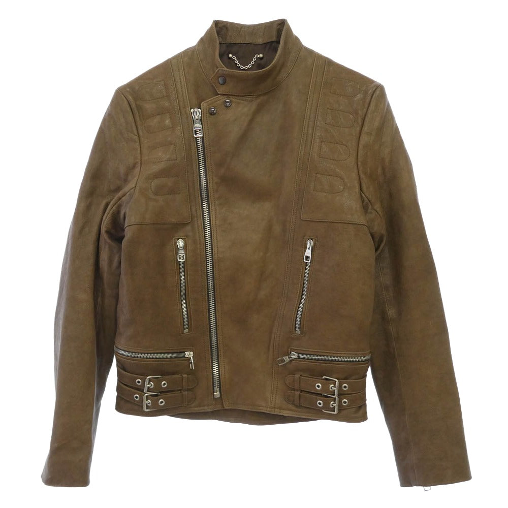 LOUIS VUITTON ルイ・ヴィトン MMLJ52KFX バッファローレザー セミダブルライダース ジャケット ブラウン系 44【中古】
