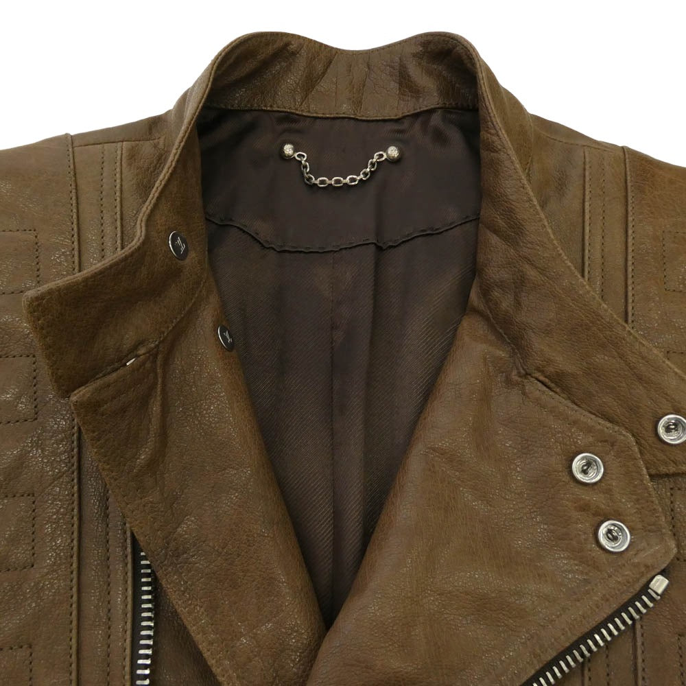 LOUIS VUITTON ルイ・ヴィトン MMLJ52KFX バッファローレザー セミダブルライダース ジャケット ブラウン系 44【中古】