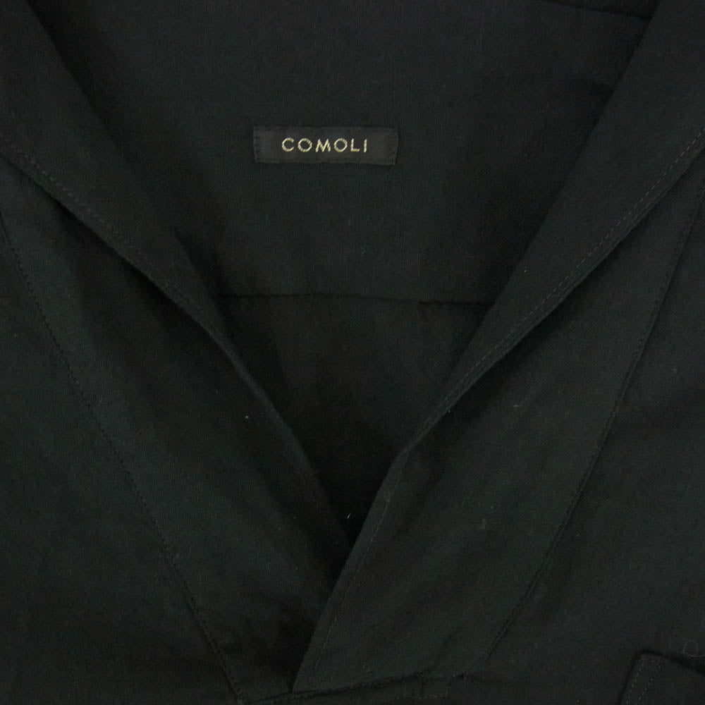 COMOLI コモリ 22SS V01-02017 イタリアンカラー ベタシャン スキッパー プルオーバー オープンカラー 開襟 半袖シャツ ブラック系 2【新古品】【未使用】【中古】