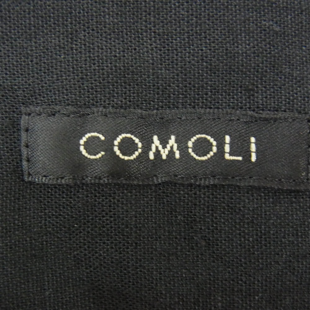 COMOLI コモリ 22SS V01-02017 イタリアンカラー ベタシャン スキッパー プルオーバー オープンカラー 開襟 半袖シャツ ブラック系 2【新古品】【未使用】【中古】