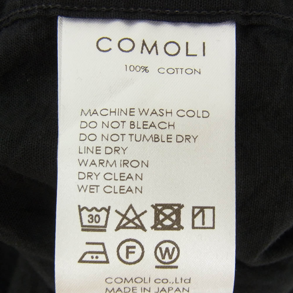 COMOLI コモリ 22SS V01-02017 イタリアンカラー ベタシャン スキッパー プルオーバー オープンカラー 開襟 半袖シャツ ブラック系 2【新古品】【未使用】【中古】