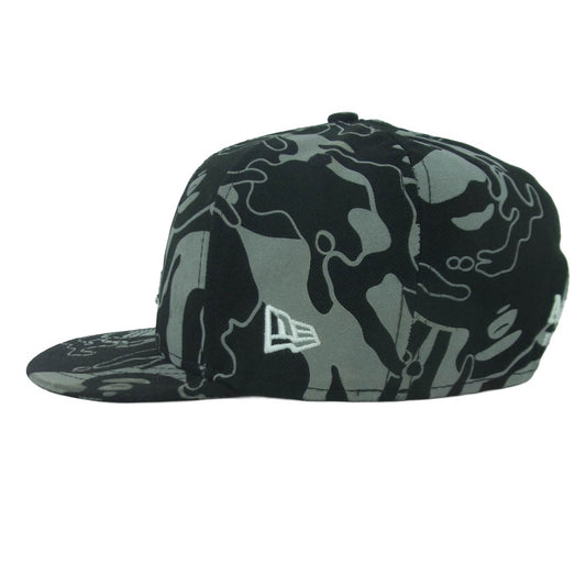 A BATHING APE アベイシングエイプ NEW ERA ニューエラ AAPCPM4001XX6 AAPE エーエイプ 迷彩柄 カモフラージュ キャップ ブラック系 グレー系 57.7cm【中古】