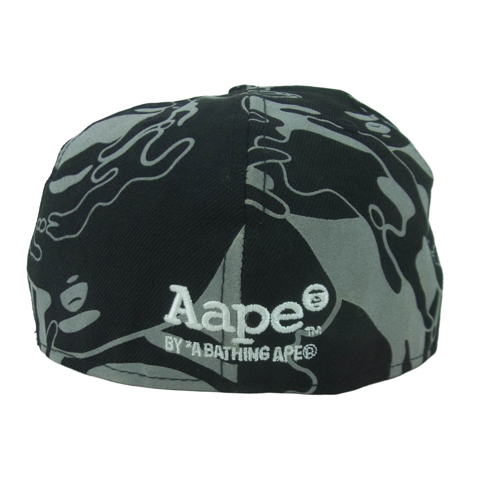 A BATHING APE アベイシングエイプ NEW ERA ニューエラ AAPCPM4001XX6 AAPE エーエイプ 迷彩柄 カモフラージュ キャップ ブラック系 グレー系 57.7cm【中古】