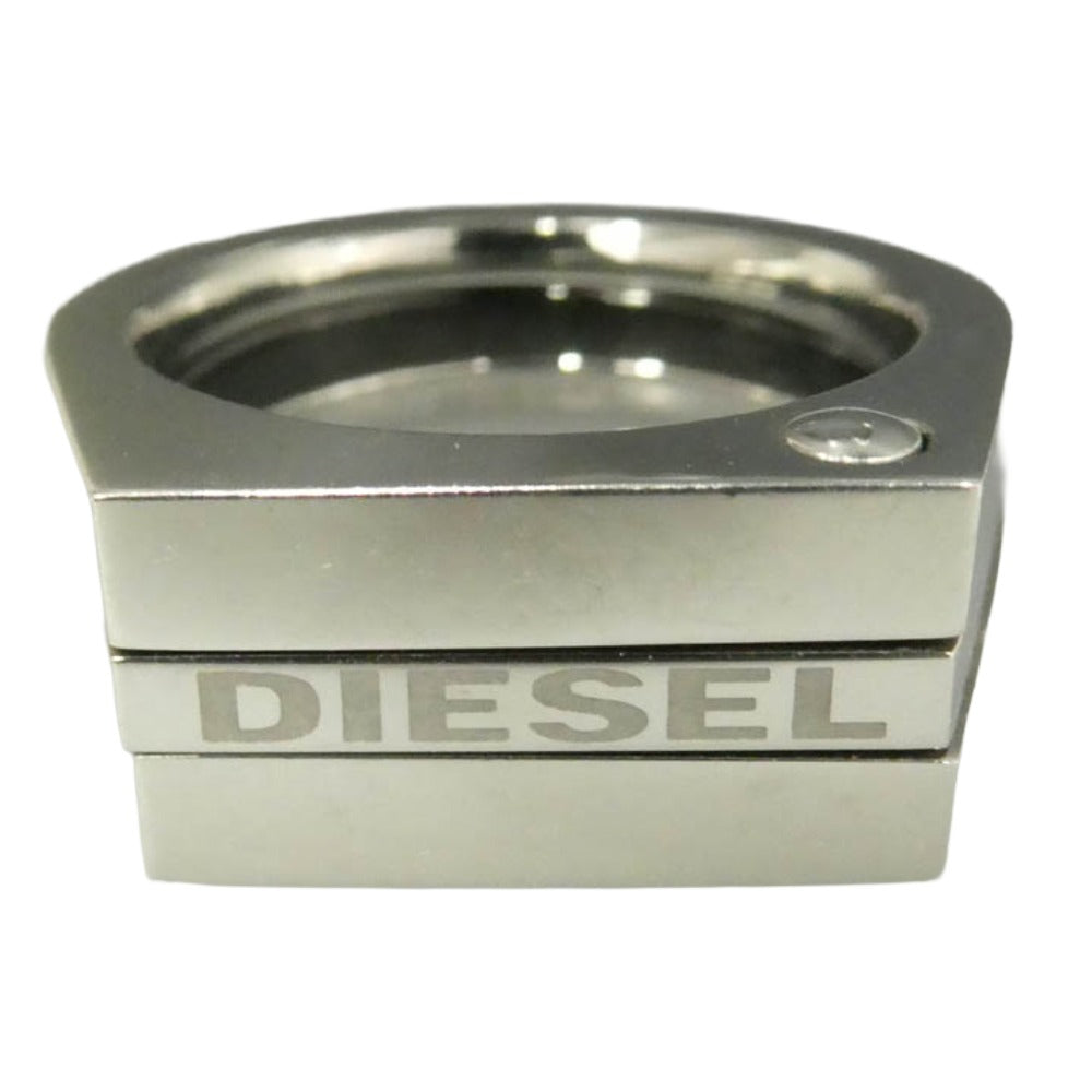 DIESEL ディーゼル ロゴ ステンレス スチール STEEL 3連 リング 指輪 シルバー系 21.5号【中古】