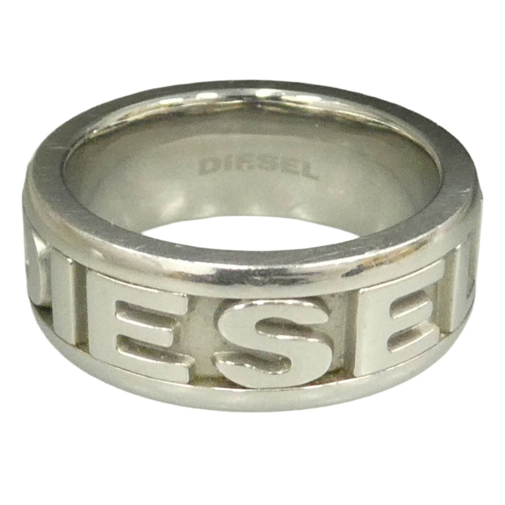 DIESEL ディーゼル ステンレス スチール ロゴ リング シルバー系 12.5号【中古】