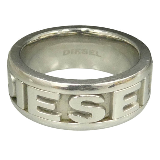 DIESEL ディーゼル ステンレス スチール ロゴ リング シルバー系 12.5号【中古】