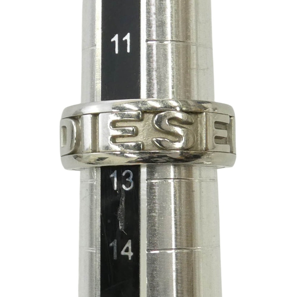 DIESEL ディーゼル ステンレス スチール ロゴ リング シルバー系 12.5号【中古】