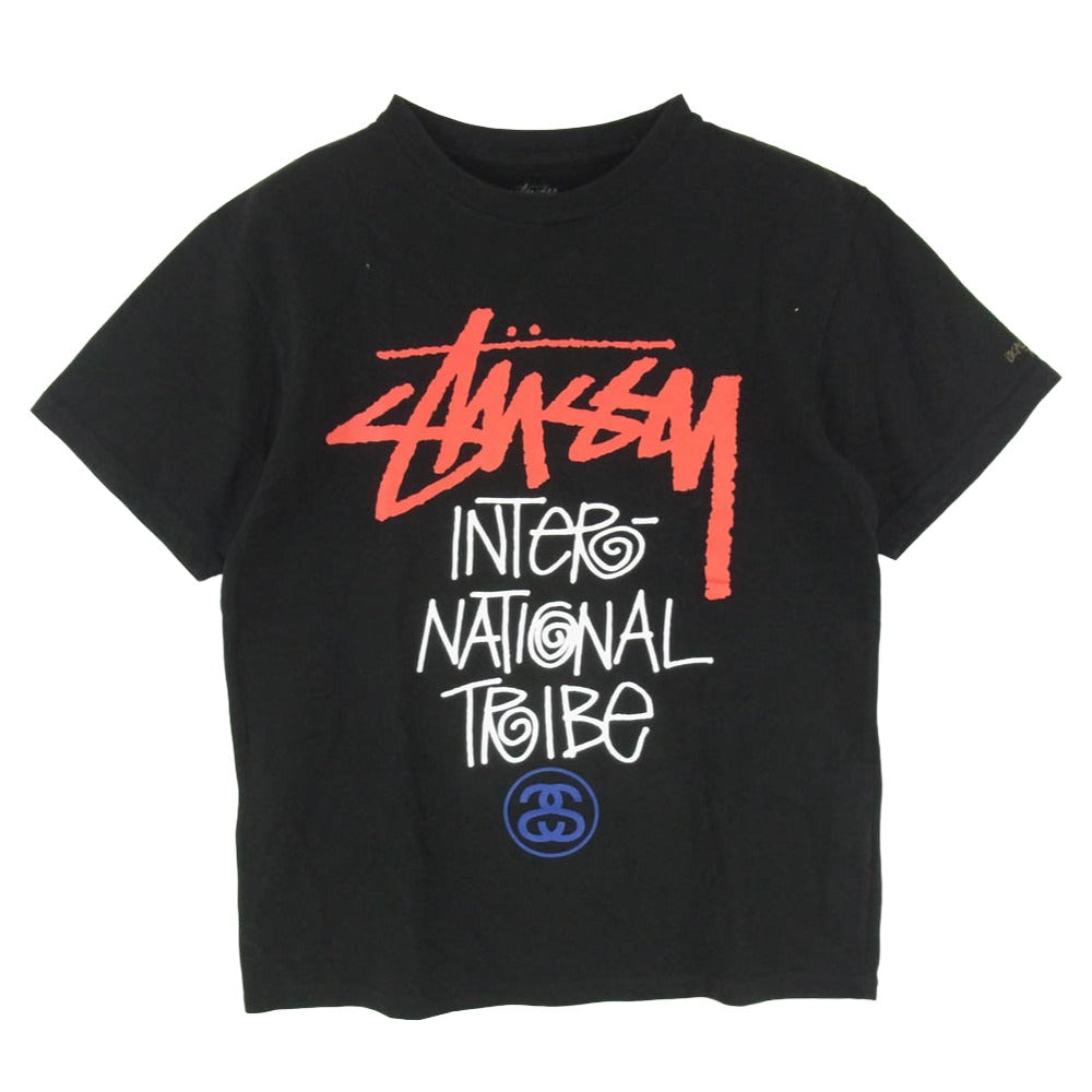 STUSSY ステューシー International Tribe Tee インターナショナル トライブ ロゴ 丸首 クルーネック 半袖 Tシャツ ブラック系 M【中古】