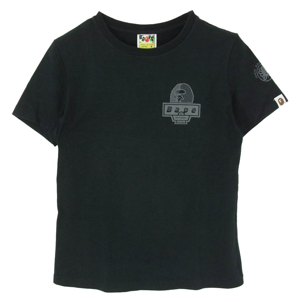 A BATHING APE アベイシングエイプ BAPE 猿フェイス ロゴ プリント 半袖 クルーネック ショートスリーブ TEE Tシャツ ブラック系 S【中古】