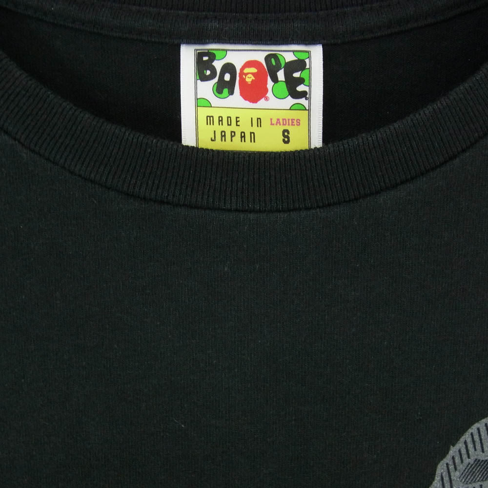 A BATHING APE アベイシングエイプ BAPE 猿フェイス ロゴ プリント 半袖 クルーネック ショートスリーブ TEE Tシャツ ブラック系 S【中古】