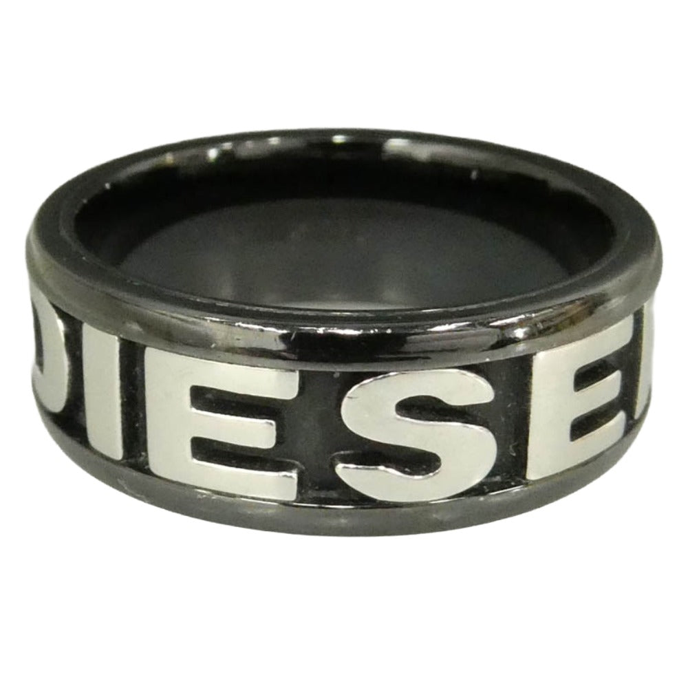 DIESEL ディーゼル ロゴ ステンレス バンド リング 指輪 ブラック系 22号【中古】
