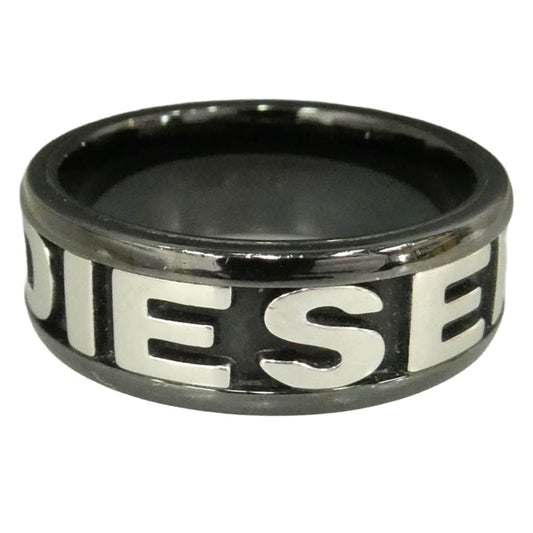 DIESEL ディーゼル ロゴ ステンレス バンド リング 指輪 ブラック系 22号【中古】