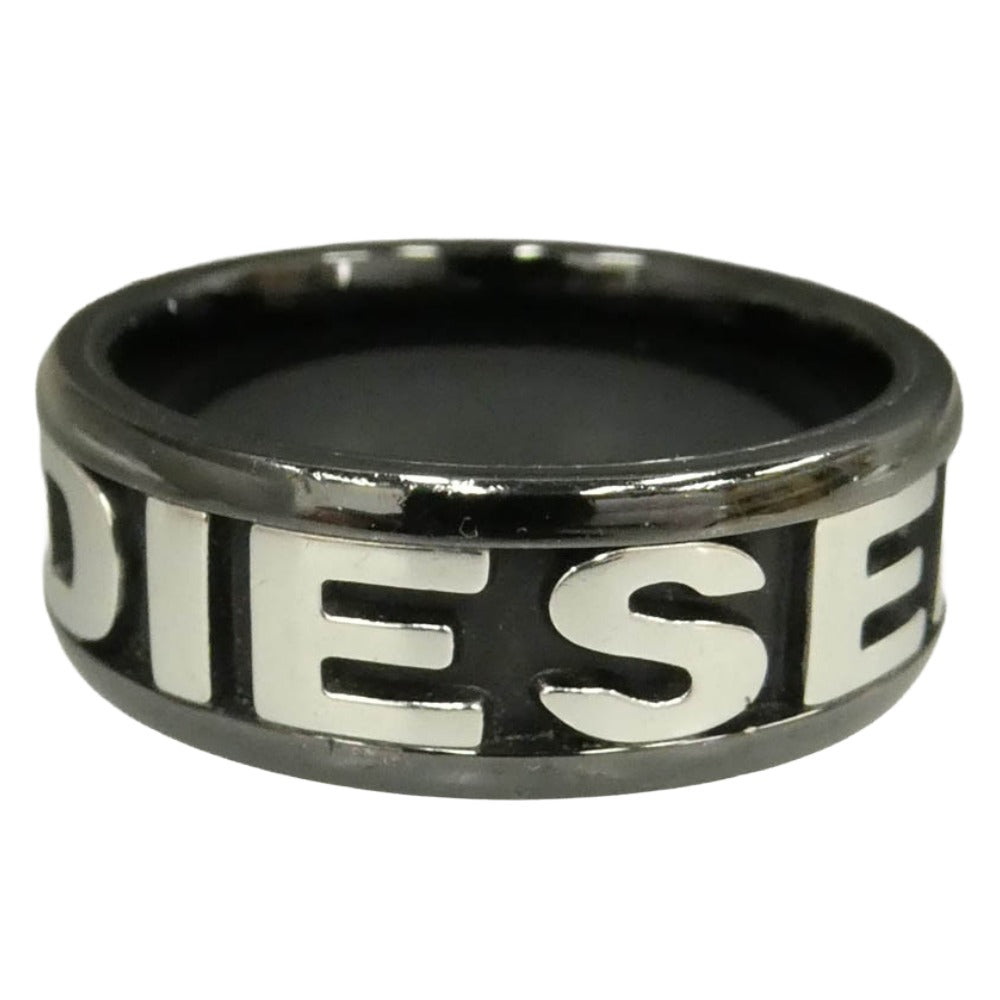 DIESEL ディーゼル ロゴ ステンレス バンド リング 指輪 ブラック系 22号【中古】