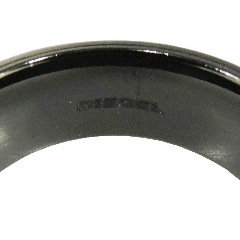 DIESEL ディーゼル ロゴ ステンレス バンド リング 指輪 ブラック系 22号【中古】