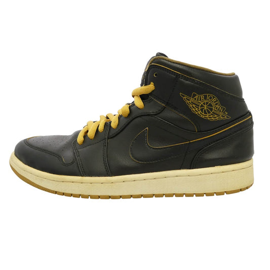 NIKE ナイキ 16SS 554724-042 Air Jordan 1 Mid Black Metallic Gold エアジョーダン1 ミッド ブラック メタリックゴールド スニーカー ブラック系 27cm【中古】