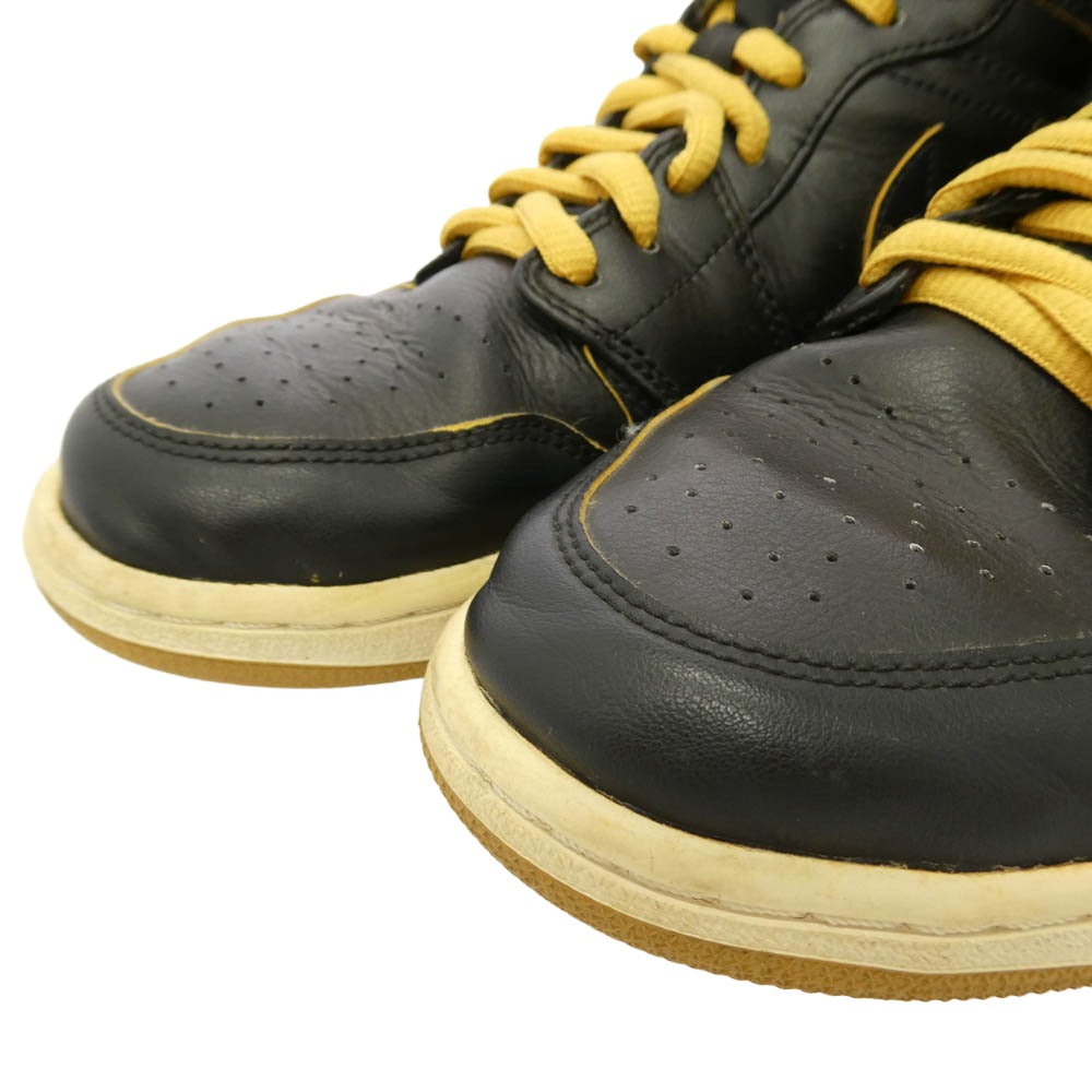 NIKE ナイキ 16SS 554724-042 Air Jordan 1 Mid Black Metallic Gold エアジョーダン1 ミッド ブラック メタリックゴールド スニーカー ブラック系 27cm【中古】