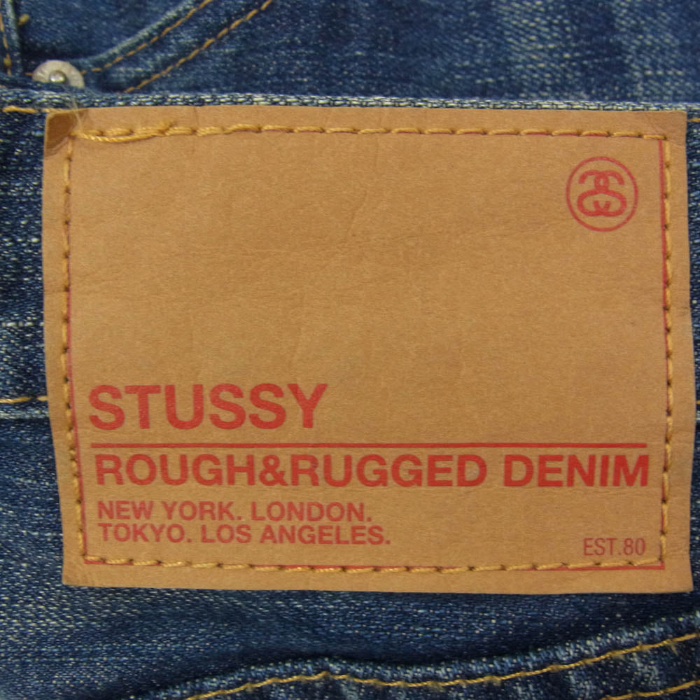 STUSSY ステューシー 16732 OLD ROUGH & RUGGED Logo Straight Denim Pants ロゴ ストレート デニム パンツ インディゴブルー系 28【中古】