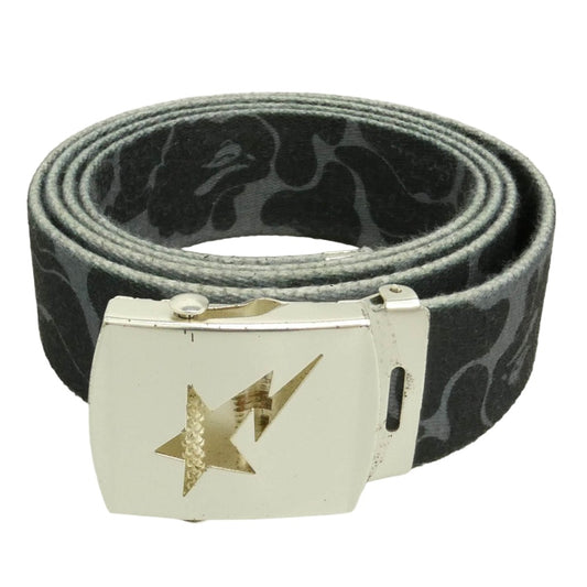 A BATHING APE アベイシングエイプ 迷彩柄 カモフラージュ BAPE STA GI ベルト ガチャ ベルト グレー系【中古】