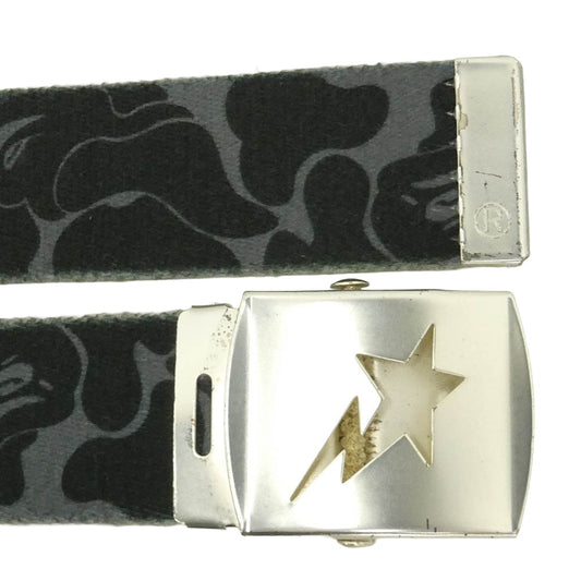 A BATHING APE アベイシングエイプ 迷彩柄 カモフラージュ BAPE STA GI ベルト ガチャ ベルト グレー系【中古】