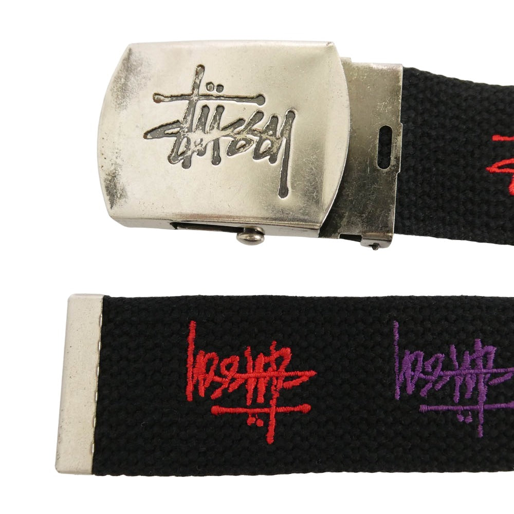 STUSSY ステューシー アーカイブ マルチカラー ストックロゴ 刺繍 ガチャ ベルト ブラック系 マルチカラー系【中古】
