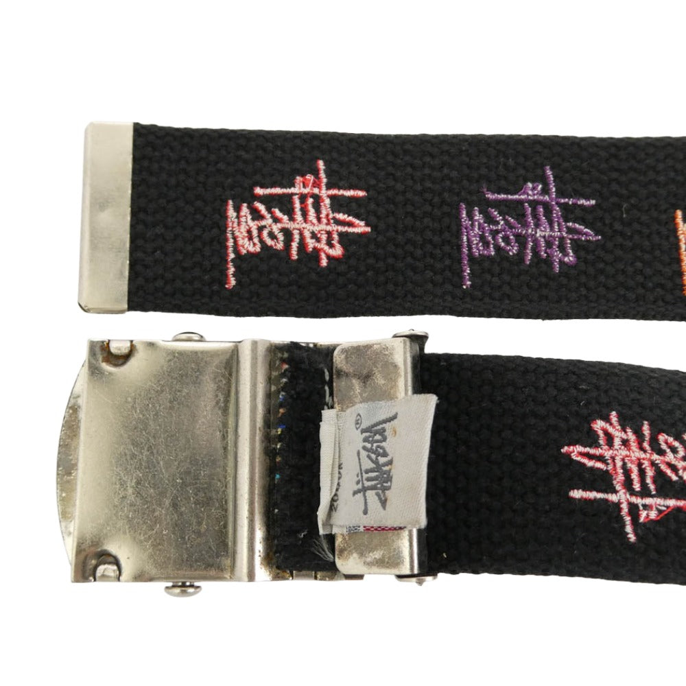 STUSSY ステューシー アーカイブ マルチカラー ストックロゴ 刺繍 ガチャ ベルト ブラック系 マルチカラー系【中古】