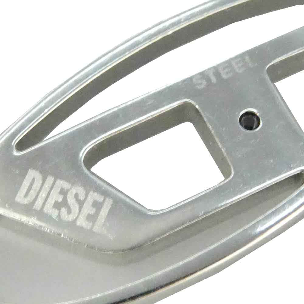 DIESEL ディーゼル DX1534040 ステンレス スチール ロゴ オーバルD アイコン ダブルチェーン トグル ネックレス シルバー系【中古】