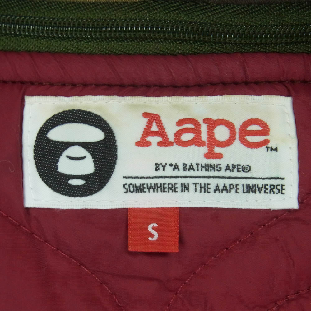 A BATHING APE アベイシングエイプ APPJKM7247XXB AAPE エーエイプ フード着脱可 中綿 MA-1 ボンバー ジャケット レッド系 ボルドー系 S【中古】