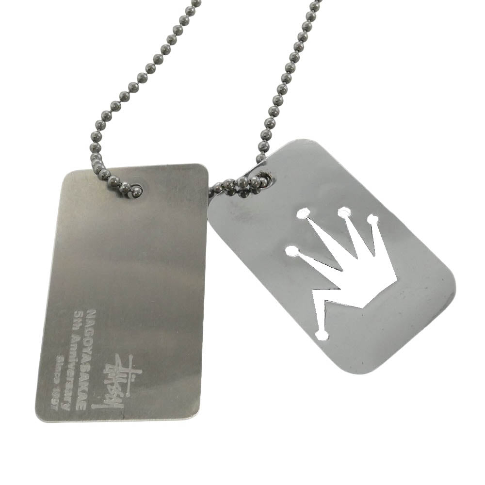 STUSSY ステューシー NAGOYA dog tag pendant ball chain 名古屋 栄チャプト 5周年記念モデル スチール ボールチェーン ドッグタグ ネックレス シルバー系【中古】