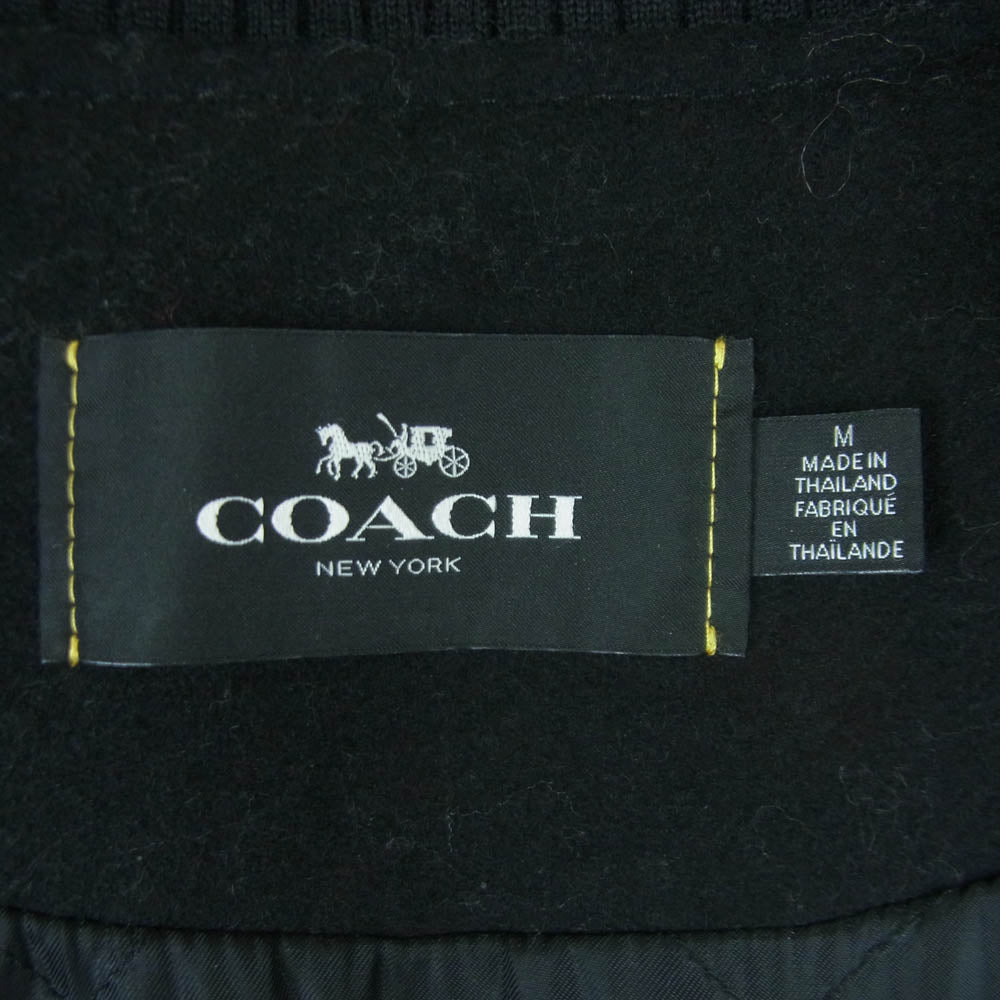 COACH コーチ E1702-34122 レザー 切替 ワッペン スタジャン バーシティ ジャケット タイ製 ブラック系 M【中古】