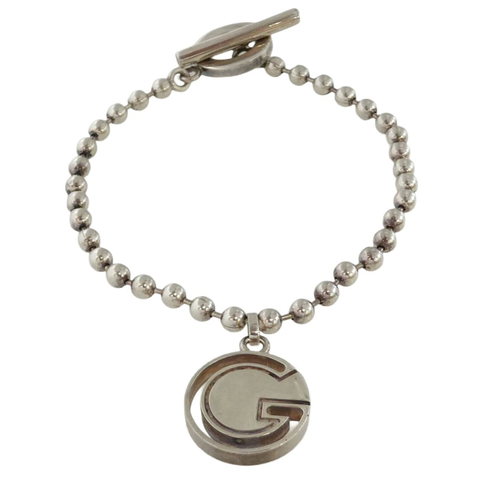 GUCCI グッチ 925 SILVER Gロゴ チャーム ボールチェーン シルバー ブレスレット シルバー系 19【中古】