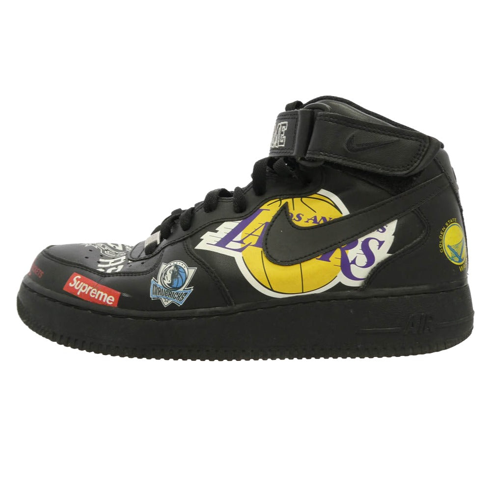 Supreme シュプリーム NIKE ナイキ 18SS AQ8017-001 × NIKE AIR FORCE 1 MID NBA TEAM Black ナイキ エアフォース1 ミッド エヌビーエーチーム ミドルカット ミッド スニーカー ブラック系 27cm【中古】