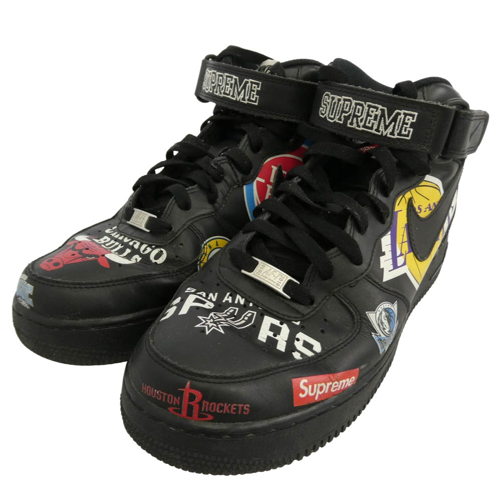 Supreme シュプリーム NIKE ナイキ 18SS AQ8017-001 × NIKE AIR FORCE 1 MID NBA TEAM Black ナイキ エアフォース1 ミッド エヌビーエーチーム ミドルカット ミッド スニーカー ブラック系 27cm【中古】