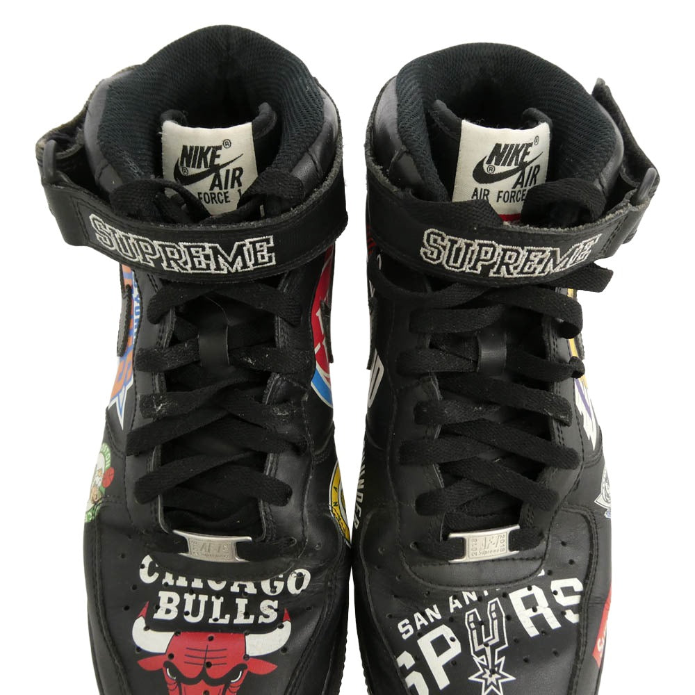 Supreme シュプリーム NIKE ナイキ 18SS AQ8017-001 × NIKE AIR FORCE 1 MID NBA TEAM Black ナイキ エアフォース1 ミッド エヌビーエーチーム ミドルカット ミッド スニーカー ブラック系 27cm【中古】