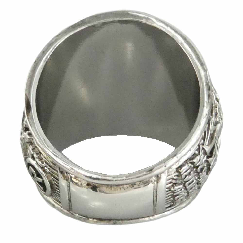 A BATHING APE アベイシングエイプ 1J80-182-007 BAPE COLLEGE RING APE SHALL KILL NEVER APE APE HEAD サークル 猿フェイス カレッジ リング 真鍮 ポリレジン指輪 シルバー系 約21.5号【中古】