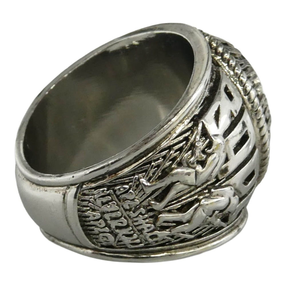 A BATHING APE アベイシングエイプ 1J80-182-007 BAPE COLLEGE RING APE SHALL KILL NEVER APE APE HEAD サークル 猿フェイス カレッジ リング 真鍮 ポリレジン指輪 シルバー系 約21.5号【中古】