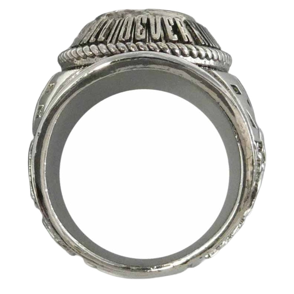 A BATHING APE アベイシングエイプ 1J80-182-007 BAPE COLLEGE RING APE SHALL KILL NEVER APE APE HEAD サークル 猿フェイス カレッジ リング 真鍮 ポリレジン指輪 シルバー系 約21.5号【中古】