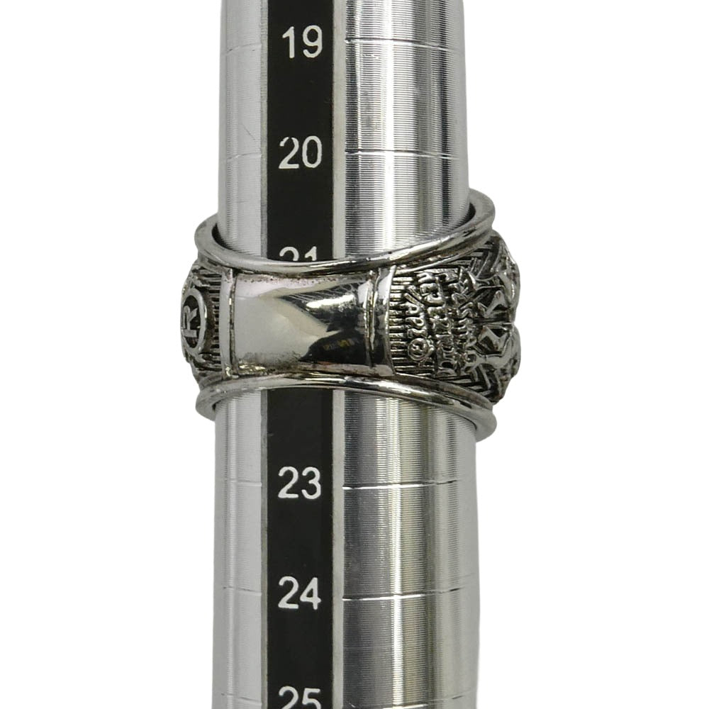 A BATHING APE アベイシングエイプ 1J80-182-007 BAPE COLLEGE RING APE SHALL KILL NEVER APE APE HEAD サークル 猿フェイス カレッジ リング 真鍮 ポリレジン指輪 シルバー系 約21.5号【中古】