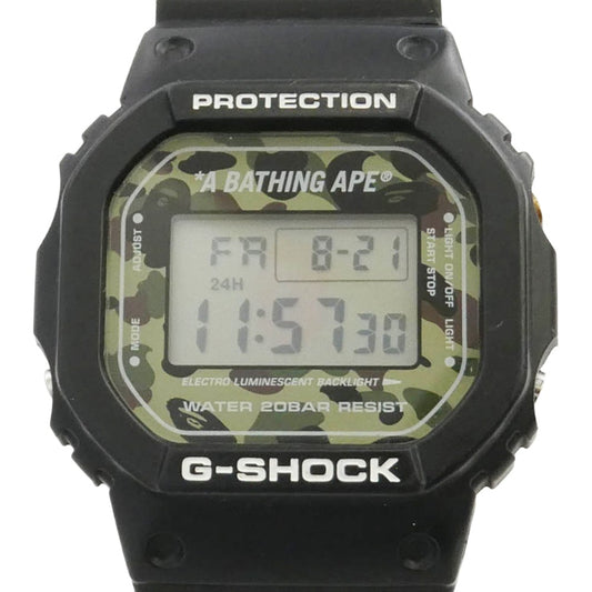 A BATHING APE アベイシングエイプ CASIO カシオ DW-5600VT × CASIO G-SHOCK Watch Digital ジーショック デジタル クウォーツ ウォッチ 腕時計 ブラック系【中古】