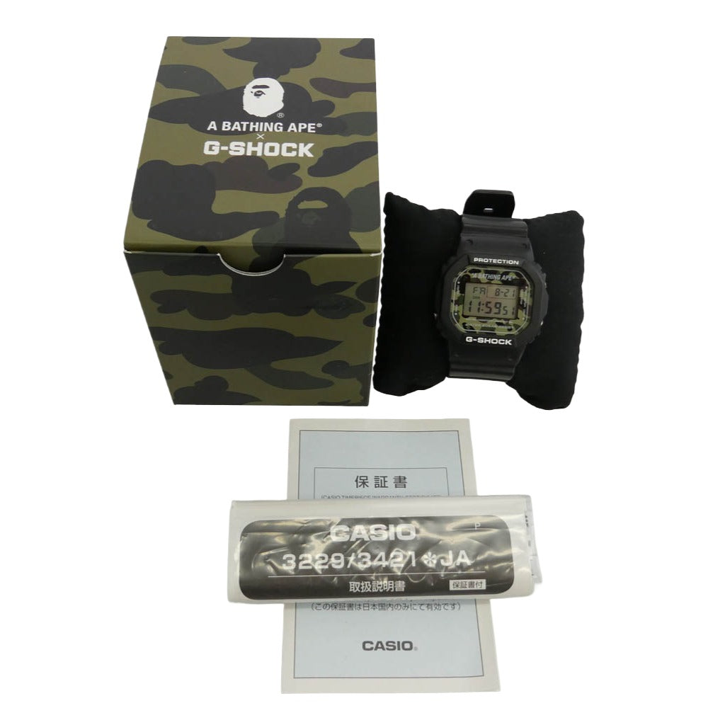 A BATHING APE アベイシングエイプ CASIO カシオ DW-5600VT × CASIO G-SHOCK Watch Digital ジーショック デジタル クウォーツ ウォッチ 腕時計 ブラック系【中古】
