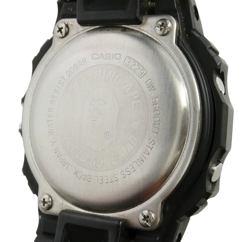 A BATHING APE アベイシングエイプ CASIO カシオ DW-5600VT × CASIO G-SHOCK Watch Digital ジーショック デジタル クウォーツ ウォッチ 腕時計 ブラック系【中古】