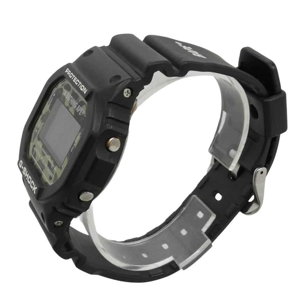 A BATHING APE アベイシングエイプ CASIO カシオ DW-5600VT × CASIO G-SHOCK Watch Digital ジーショック デジタル クウォーツ ウォッチ 腕時計 ブラック系【中古】